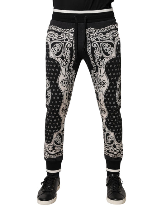Dolce & Gabbana Black Cotton Bandana Jogger Sweatpants Pants