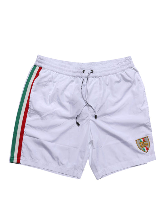Dolce & Gabbana White Logo Polyester Men Beachwear Swimwear