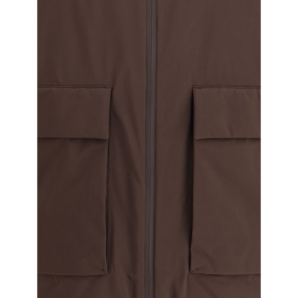 LAMINAR Brown Nylon Full-Length Jacket