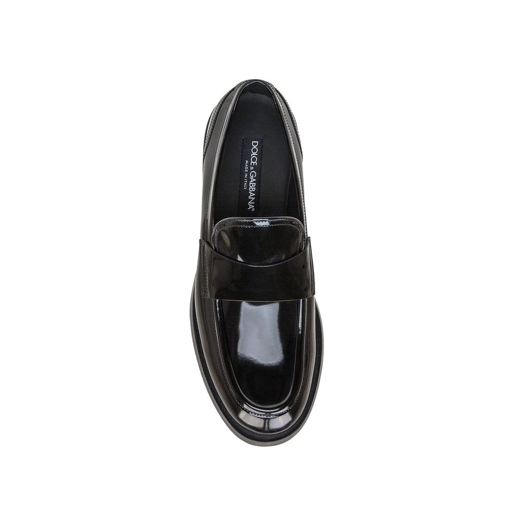 Dolce & Gabbana Black Calfskin Slip-On Loafers