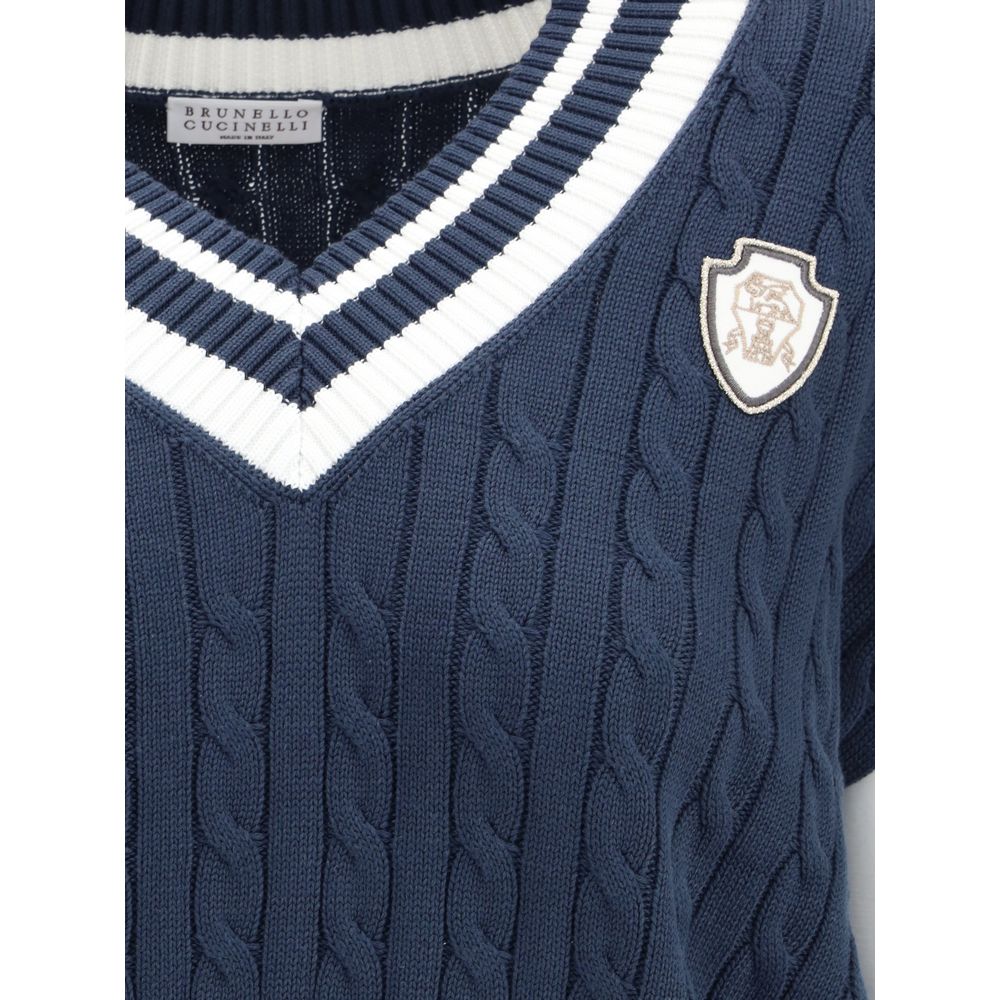 Brunello Cucinelli Blue Cotton Sweatshirt