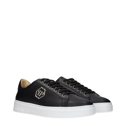 Philipp Plein Black Leather Low Top Sneakers
