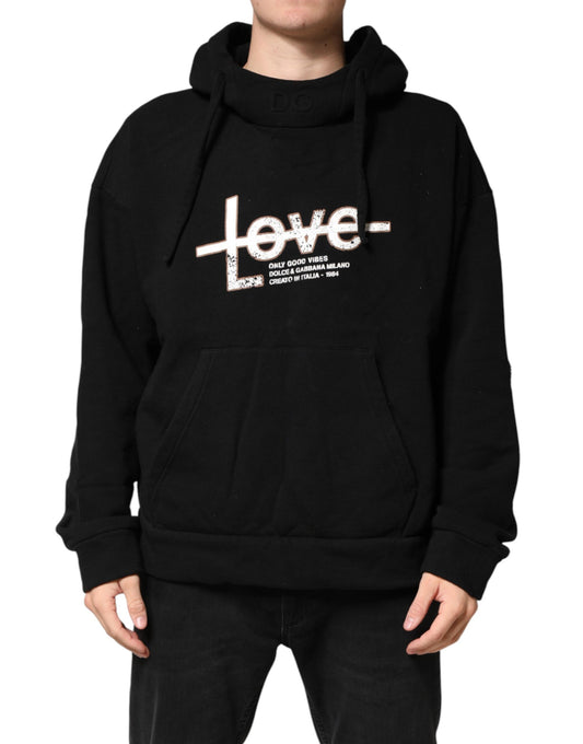 Dolce & Gabbana Black LOVE Cotton Hooded Sweatshirt Sweater