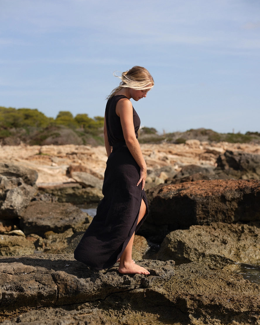 109 Teix Draped Tank Top in the Softest Bamboo Jersey BLACK