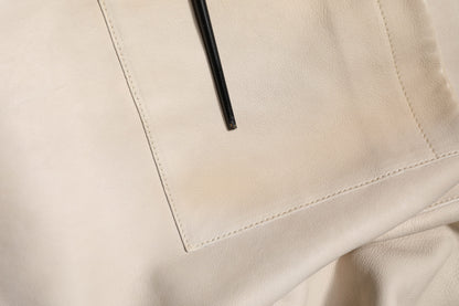 Dolce & Gabbana Beige Leather Button Down Men Casual Shirt