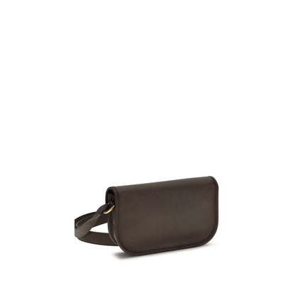 Valentino Garavani Brown Calf Leather Bos Taurus Shoulder Bag