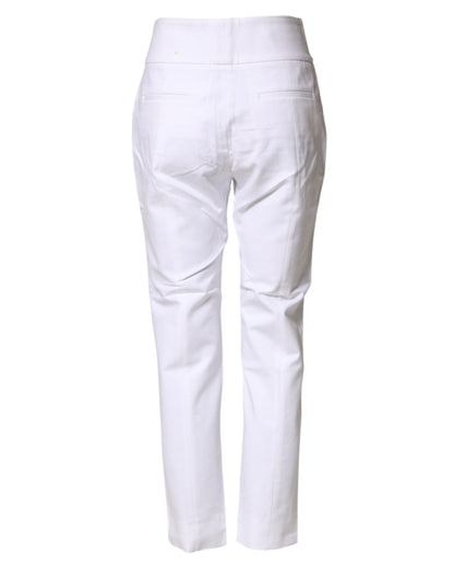 Peserico White High Waist Tapered Fit Chino Trouser Pants