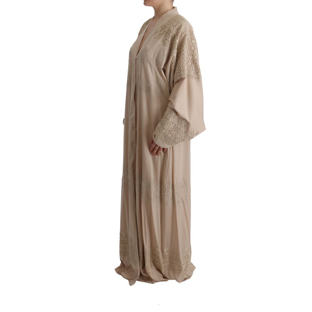 Dolce & Gabbana Beige Silk Full-Length Jacket