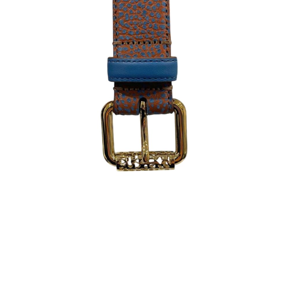 Borbonese Brown Leather Women Belt with Gold Buckle