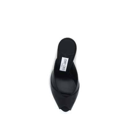 Jimmy Choo Black Calf Leather Bos Taurus Stiletto Heel Sandals