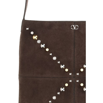 Valentino Garavani Brown Calf Leather Bos Taurus Shoulder Bag