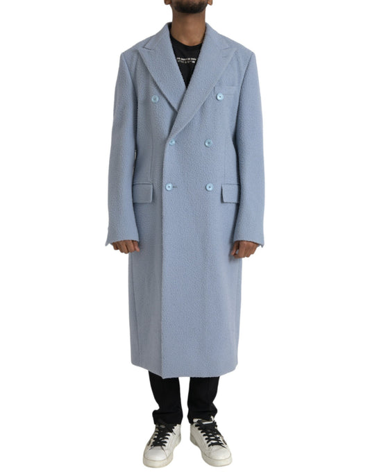 Dolce & Gabbana Blue Cashmere Trench Coat
