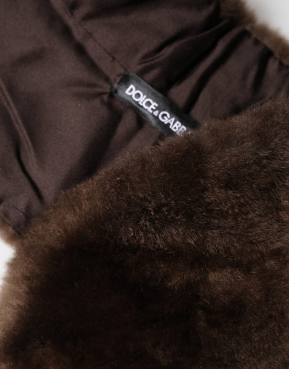 Dolce & Gabbana Brown Fur Shoulder Collar Neck Wrap 60cm x 14cm Scarf