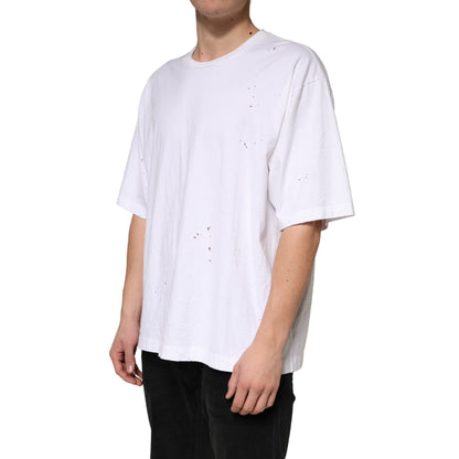 Dolce & Gabbana White Cotton Crewneck Short Sleeve T-Shirt