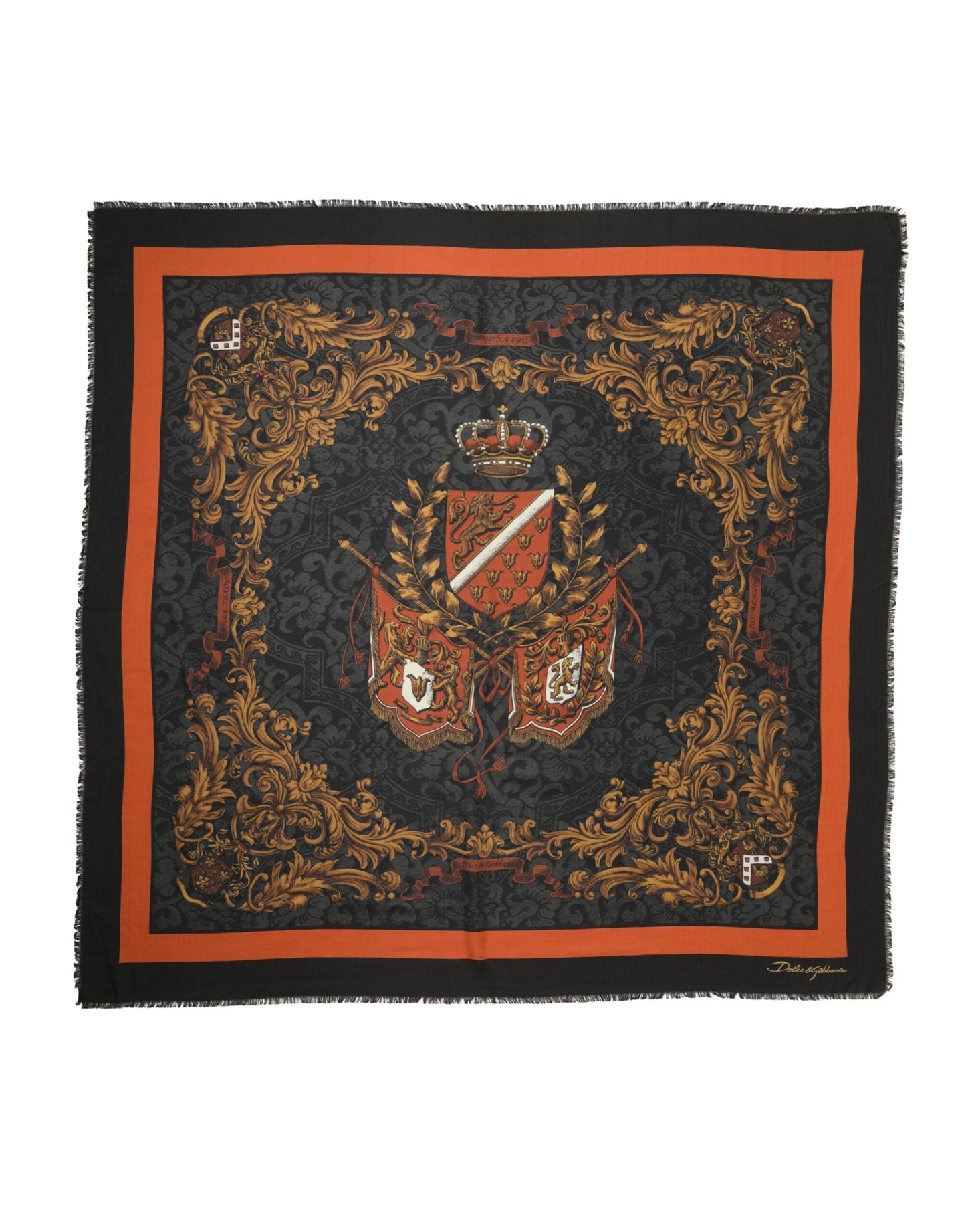 Dolce & Gabbana Multicolor Crest Print Cashmere 272cm x 132cm Men Scarf