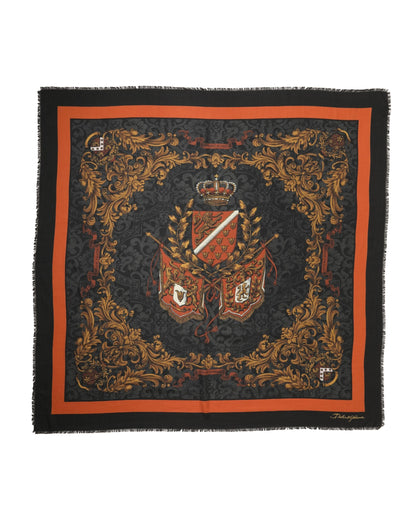 Dolce & Gabbana Multicolor Crest Print Cashmere 272cm x 132cm Men Scarf