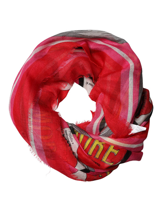 Dolce & Gabbana Pink DG Amore Print Neck Square Shawl 140cm x 135cm  Scarf