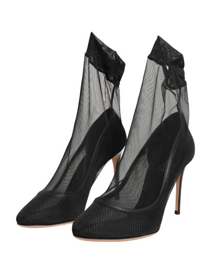 Dolce & Gabbana Black Nylon Stretch Mesh Sock Boots Shoes