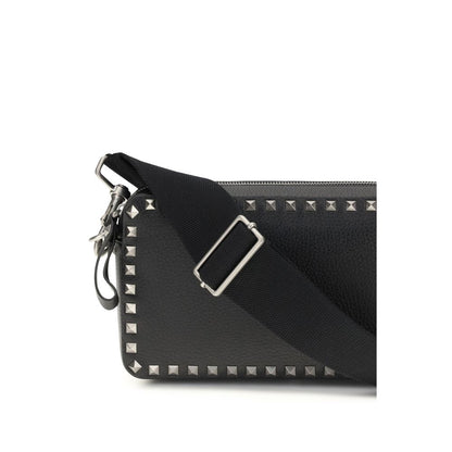 Valentino Garavani Black Calf Leather Bos Taurus Shoulder Bag