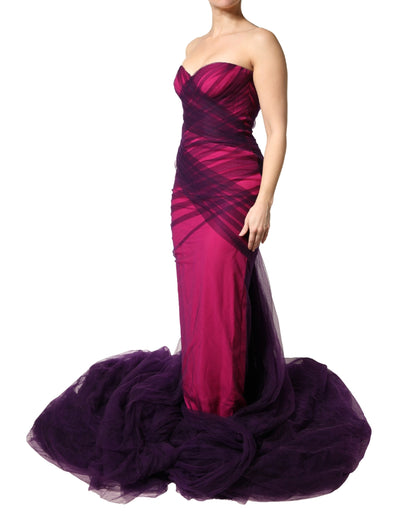 Dolce & Gabbana Pink Black Strapless Sheath Mermaid  Dress