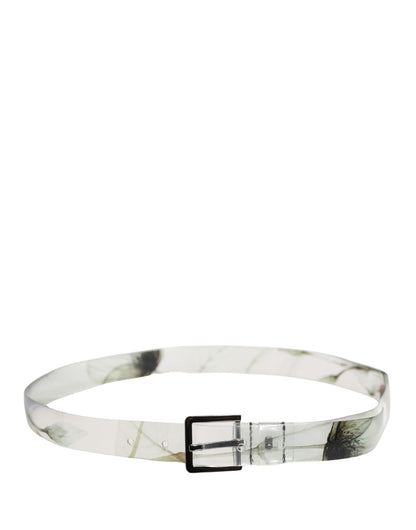 Dolce & Gabbana Men White Floral PVC Silver Metal Buckle Belt