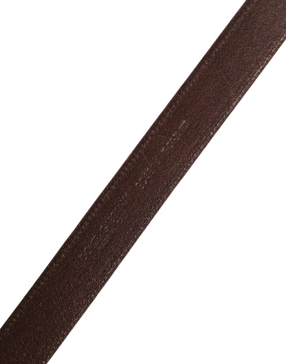 Dolce & Gabbana Men Brown Classic Leather Metal Buckle Belt