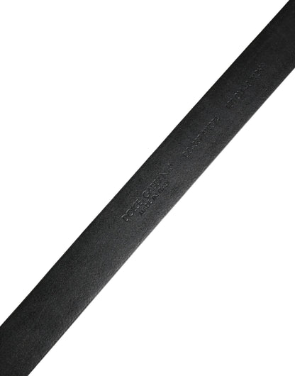 Dolce & Gabbana Men Black Classic Leather Metal Buckle Belt