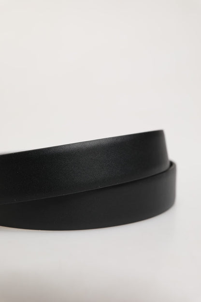 Dolce & Gabbana Men Black Classic Leather Metal Buckle Belt