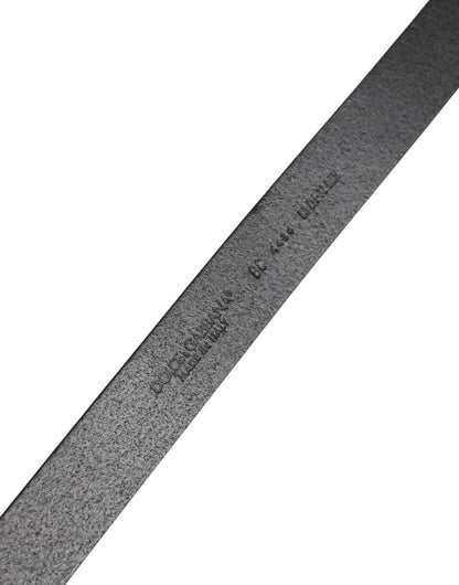 Dolce & Gabbana Men Black Classic Leather Metal Buckle Belt