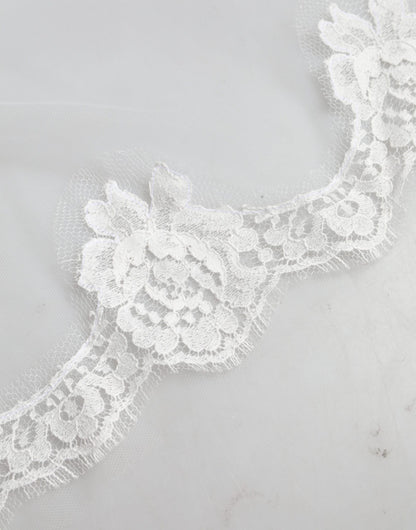 Dolce & Gabbana White Floral LaceNylon Floor Length 3M Long Veil