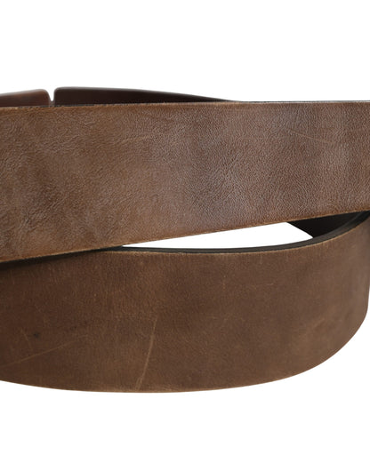 Ermanno Scervino Brown Leather Wide Gold Metal Buckle Belt