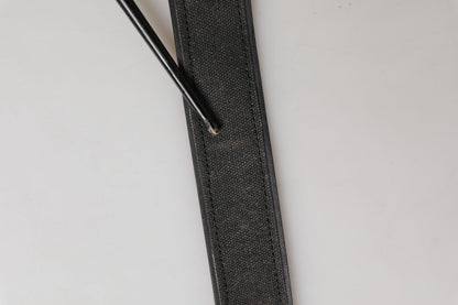 Ermanno Scervino Black Leather Cotton Logo Metal Buckle Belt