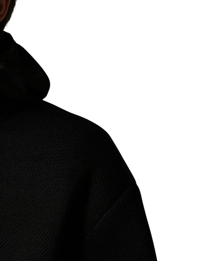 Dolce & Gabbana Men Black Hooded Full Zip Bomber Jacket