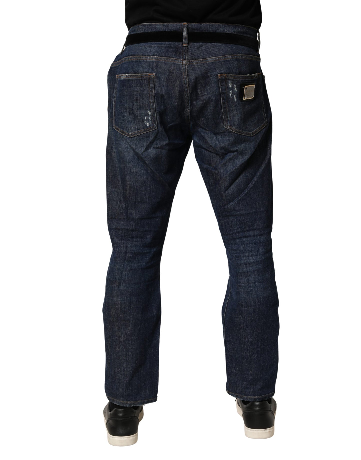 Dolce & Gabbana Dark Blue Washed Skinny Cotton Denim  Jeans
