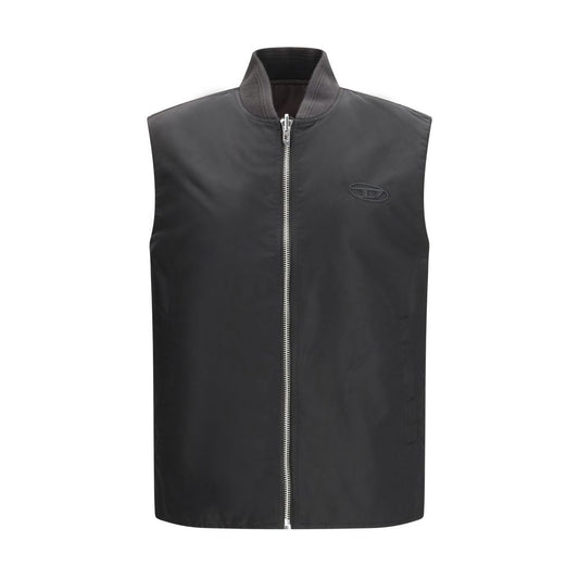 Diesel Brown Polyamide Sleeveless Jacket