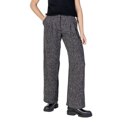 Jacqueline De Yong Black Polyester Flared Pants