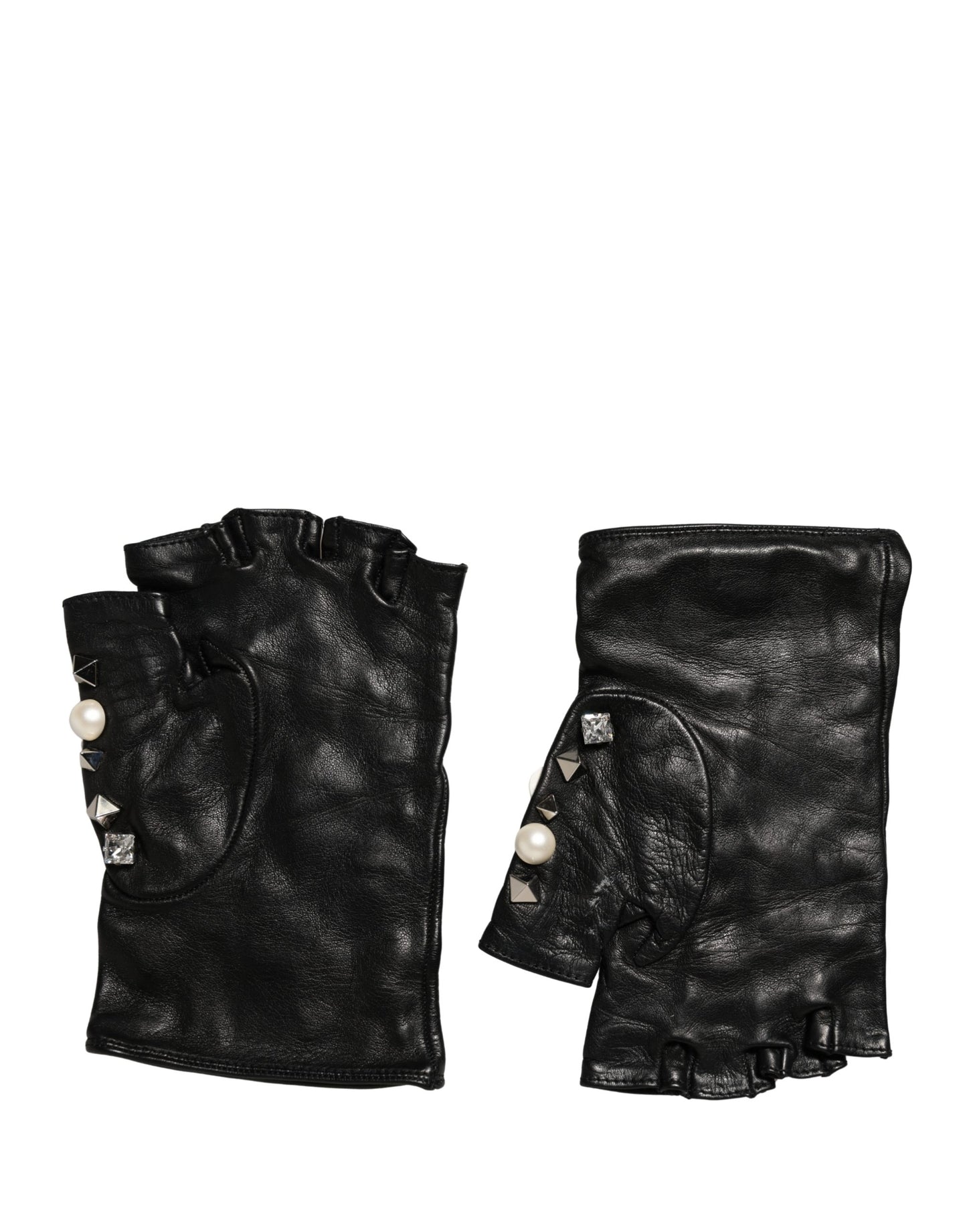 Dolce & Gabbana Black Pearl Embellished Wrist Length Gloves