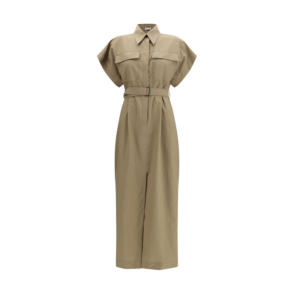 Brunello Cucinelli Beige Cotton Casual Dress