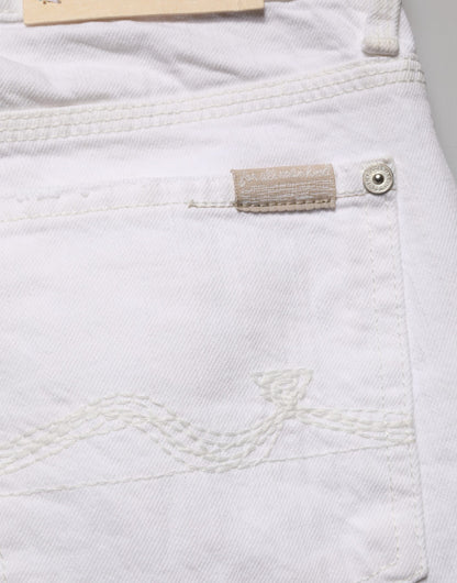 7 For All Mankind White Mid Waisted Skinny Denim Trouser Jeans