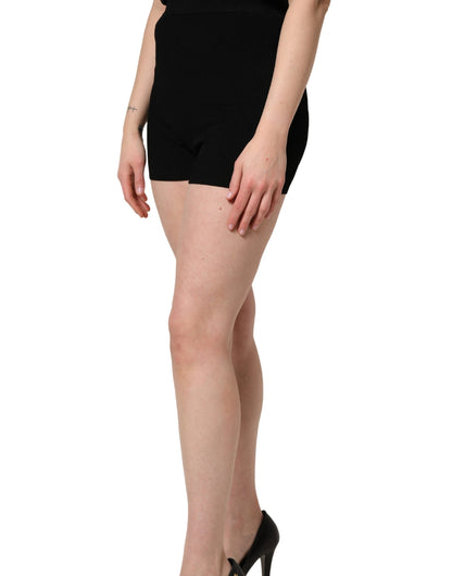 Dolce & Gabbana Black Viscose High Waisted Hot Pants Shorts
