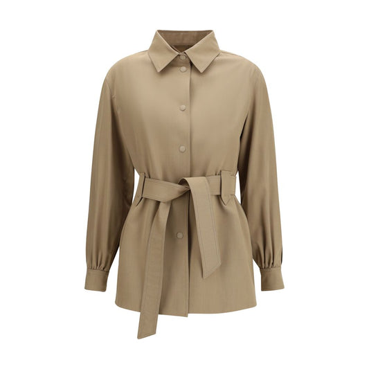 Max Mara Brown Wool Oves Aries Sleeveless Jacket