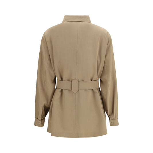 Max Mara Brown Wool Oves Aries Sleeveless Jacket
