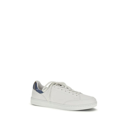 Burberry White Calf Leather Bos Taurus Low Top Sneakers