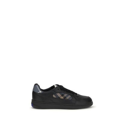 Burberry Black Calf Leather Bos Taurus Low Top Sneakers