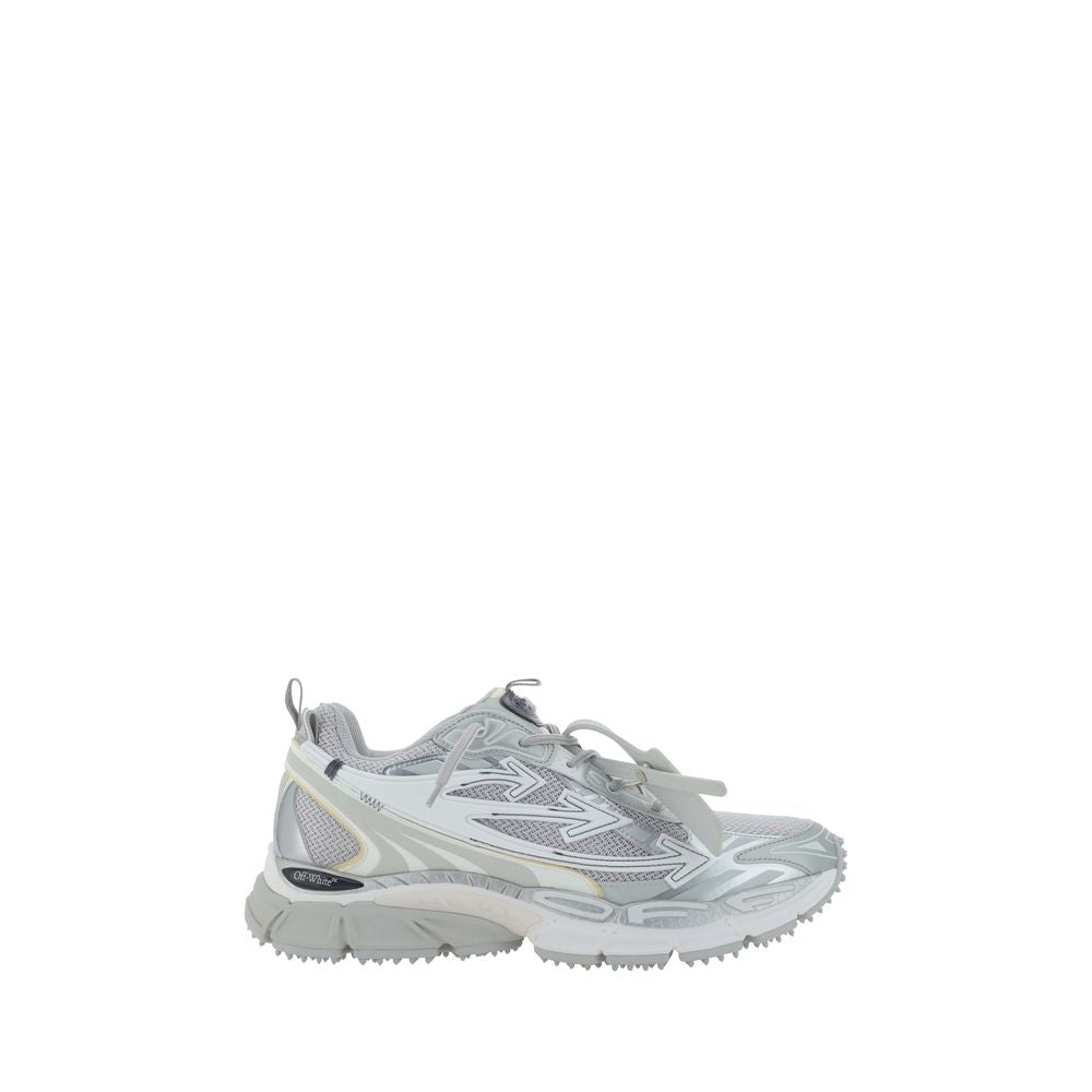 Off-White Gray Polyester Athletic Sneakers