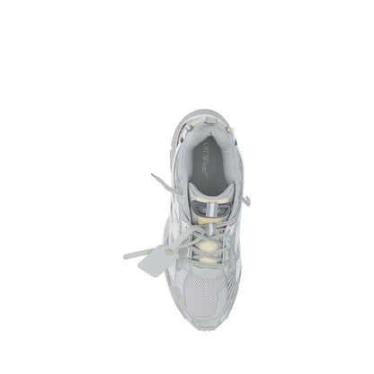 Off-White Gray Polyester Athletic Sneakers