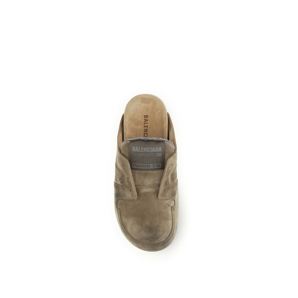 Balenciaga Beige Calf Leather Bos Taurus Mules