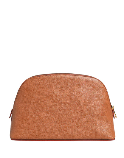 Dolce & Gabbana Orange Beige Leather DG Logo Zip Around Hand Purse Wallet