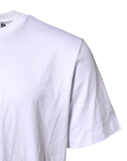 Dolce & Gabbana White Cotton DG Logo Embroidery Men T-shirt