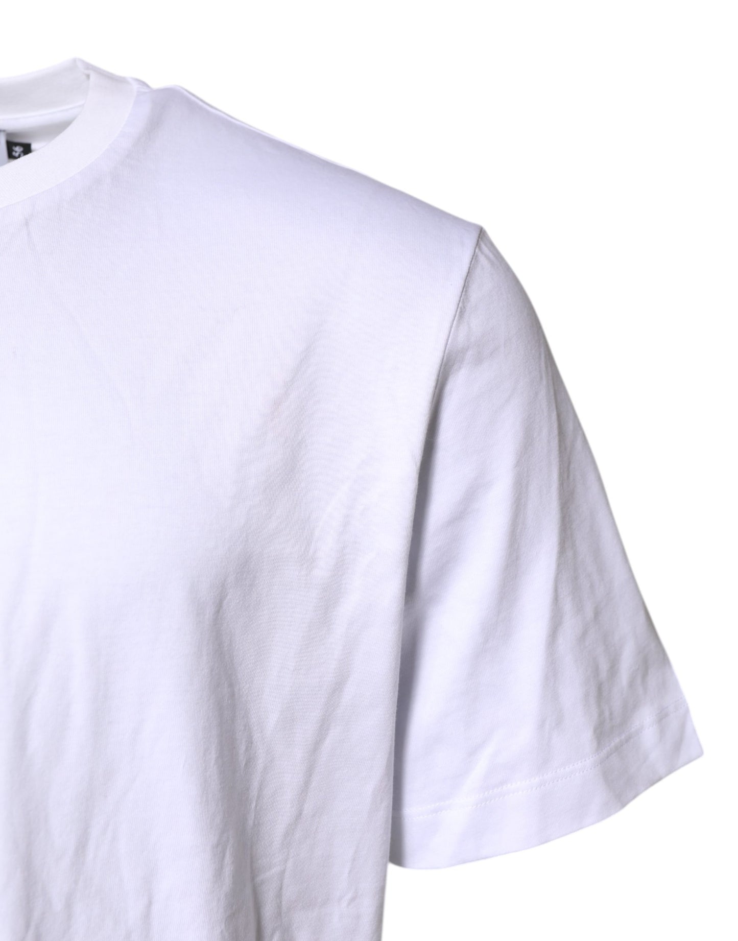 Dolce & Gabbana White Cotton DG Logo Embroidery Men  T-shirt